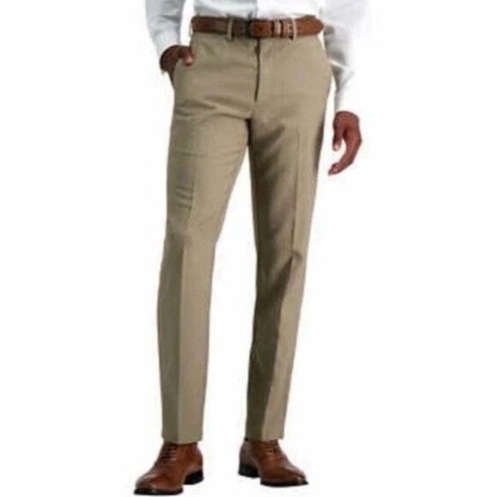 Kenneth Cole Mens 32x34 Pants Chino Slacks Tan Performance Dress Slim Fit New